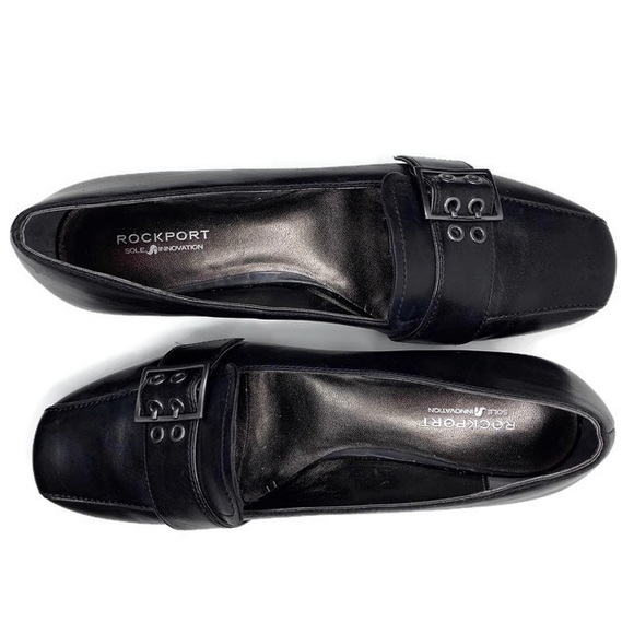 Rockport Black Leather Loafers with Buckle Sz 7M - Picture 4 of 7